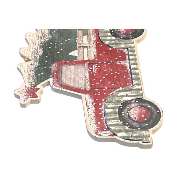 Vintage Red Truck Christmas Decor | Tree Truck Holiday Sign Farmhouse Christmas - Picture 2 of 4